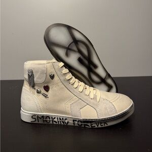 High-Top Canvas Sneakers with Unique Graphics